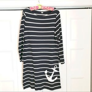 Navy and White Stripped JCREW Anchor Shift Dress